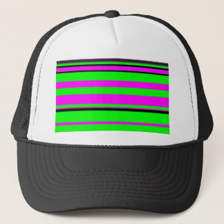Hot Pink Green Black Colorful Stripe Muster Truckerkappe