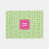 Hot Pink & Green Trellis | Fleece Blanket (Vorderseite (Horizontal))