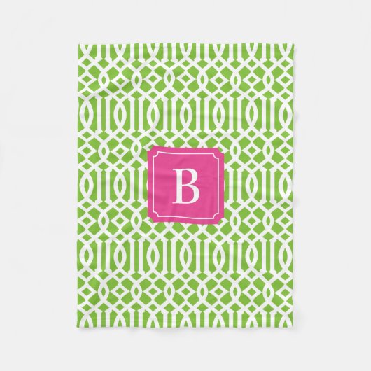 Hot Pink & Green Trellis | Fleece Blanket (Vorderseite)