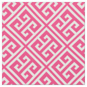 Hot Pink, griechisches Schlüsselmuster Stoff (Nahaufnahme)