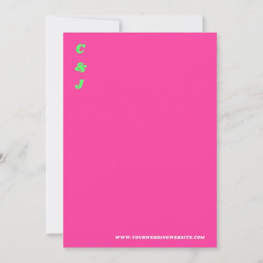 Hot Pink Groovy Retro | Bold Ampersand Wedding Einladung (Rückseite)