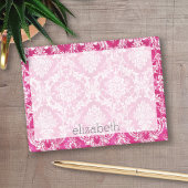 Hot Pink Grunge Damask Muster Post-it Klebezettel