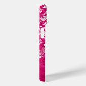Hot Pink Grunge Damask Muster Text Case-Mate iPhone Hülle (Rückseite / Rechts)