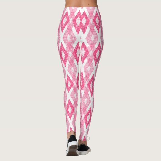 Hot Pink Grunge Harlequin Pattern Leggings (Rückseite)