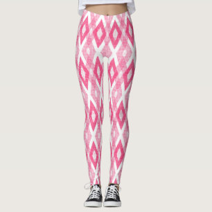 Hot Pink Grunge Harlequin Pattern Leggings