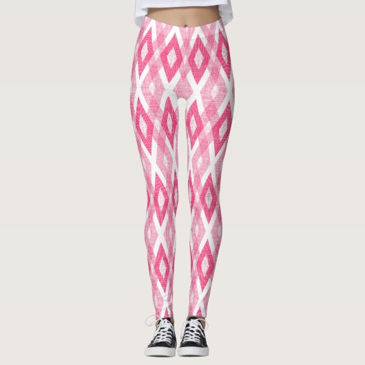Hot Pink Grunge Harlequin Pattern Leggings (Vorderseite)