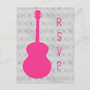 Hot Pink Guitar Grunge UAWG Postcard Einladungspostkarte