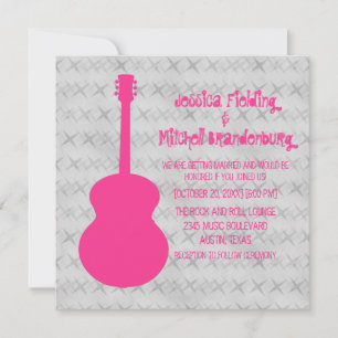 Hot Pink Guitar Grunge Wedite Einladung