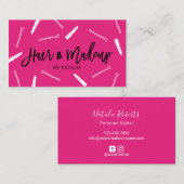 Hot Pink Hair Stylist & Makeup Artist Beauty Salon Visitenkarte (Vorne/Hinten)