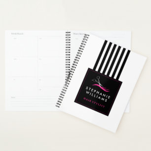 Hot Pink Hair Stylist Scheren und Black Stripes Planer
