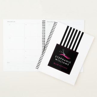 Hot Pink Hair Stylist Scheren und Black Stripes Planer