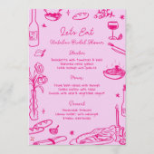 Hot Pink Hand Drawn Whimsical Wedding Menükarte (Vorderseite)