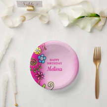 Hot Pink Hand-drawn Wildflowers