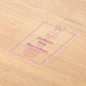 Hot Pink Hand Gezeichnet Bow Squiggle Graduation P Acryleinladungen (Ablage )