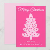 Hot Pink handgeschriebene Skriptbaum Weihnachtsbau Feiertagskarte (Vorne/Hinten)