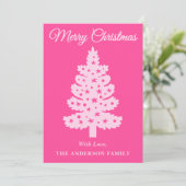 Hot Pink handgeschriebene Skriptbaum Weihnachtsbau Feiertagskarte (Stehend Vorderseite)