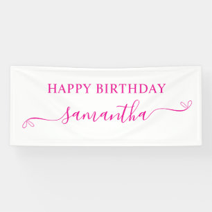Hot Pink Happy Geburtstag Niedlich Bow Signature N Banner