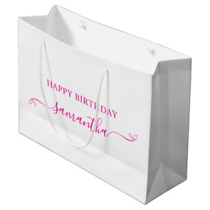 Hot Pink Happy Geburtstag Niedlich Bow Signature N Große Geschenktüte