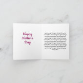 Hot Pink Happy Mother's Day Heart Word Card Karte (Innenseite)