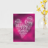 Hot Pink Happy Mother's Day Heart Word Card Karte (Gelbe Blume)