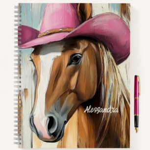 Hot Pink Hat Horse Custom Girls Western Notizblock