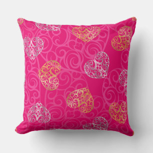 Hot Pink Heart Designer Valentine Kissen
