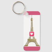 Hot Pink Heart Eiffel Tower Schlüsselanhänger (Vorderseite)