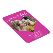 Hot Pink Heart Foto Wedding Save the Date Magnet (Rechte Seite)