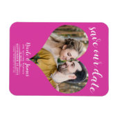 Hot Pink Heart Foto Wedding Save the Date Magnet (Horizontal)