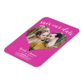 Hot Pink Heart Foto Wedding Save the Date Magnet (Linke Seite)