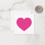 Hot Pink Heart Liebe Note Sweet Modern Mitteilungskarte (Vorderseite/Rückseite Beispiel)