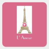 Hot Pink Heart Paris Eiffel Tower Sticker (Vorderseite)