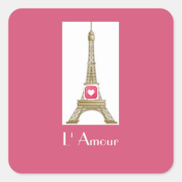 Hot Pink Heart Paris Eiffel Tower Sticker