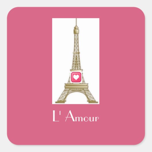Hot Pink Heart Paris Eiffel Tower Sticker (Vorderseite)