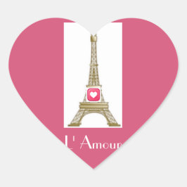 Hot Pink Heart Paris Eiffel Tower Sticker