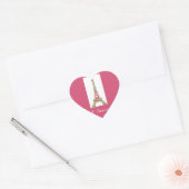Hot Pink Heart Paris Eiffel Tower Sticker (Umschlag)