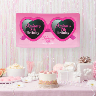Hot Pink Heart Sonnenbrille Geburtstag Banner