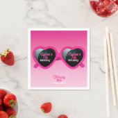 Hot Pink Heart Sonnenbrille Geburtstag Serviette (Beispiel)