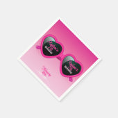 Hot Pink Heart Sonnenbrille Geburtstag Serviette (Ecke)