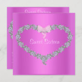 HOT PINK HEARTS 16 . GEBURTSTAG VOM GEBURTSTAG EINLADUNG (Vorne/Hinten)