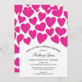 Hot Pink Hearts Bridal Dusche Einladung Whimsical (Vorne/Hinten)