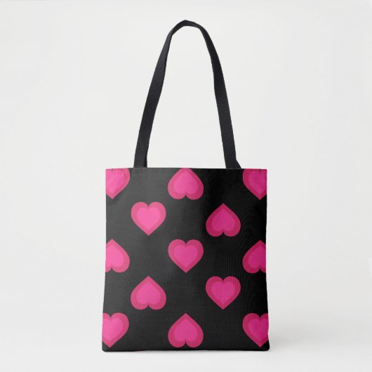 Hot Pink Hearts Pattern Tasche (Vorderseite)