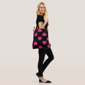 Hot Pink Hearts Pattern Tasche (Am Model)