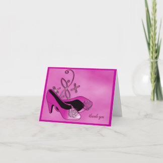 Hot Pink Heelses Quinceanera 15. Geburtstag Vielen Dankeskarte