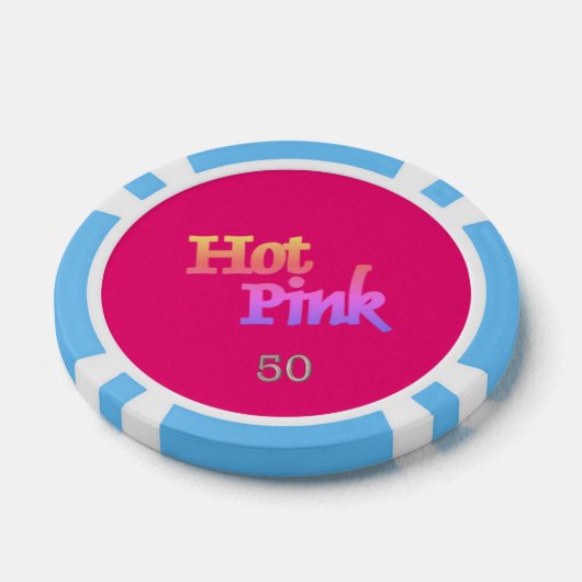 Hot Pink hellblau 50 gestreifter Poker-Chip Pokerchips (Einzeln)
