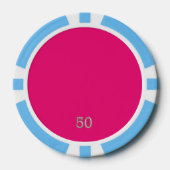 Hot Pink hellblau 50 gestreifter Poker-Chip Pokerchips (Vorderseite)