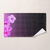 Hot-Pink-Hibiskus auf Schwarz und Rosa überprüft Badhandtuch Set (Handtuch)