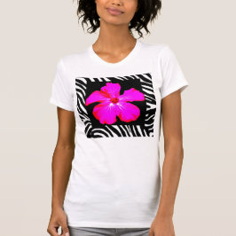 Hot-Pink-Hibiskus auf Zebra Print Performance Shir T-Shirt
