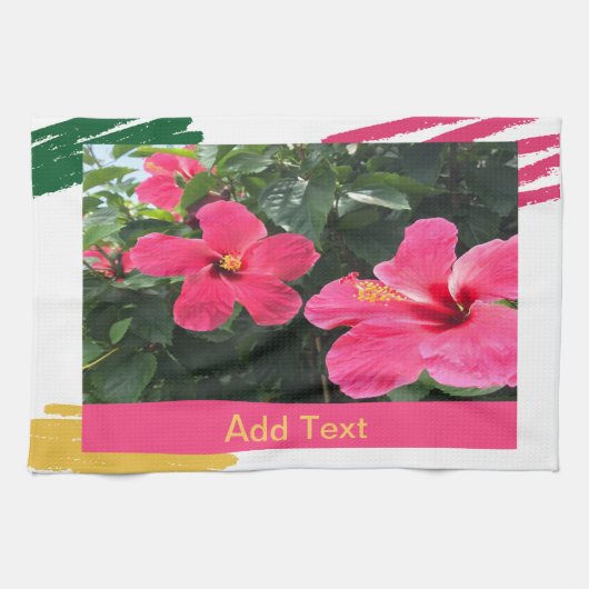 Hot Pink Hibiskus Geschirrtuch (Horizontal)