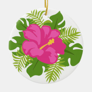 HOT PINK HIBISKUS KERAMIK ORNAMENT